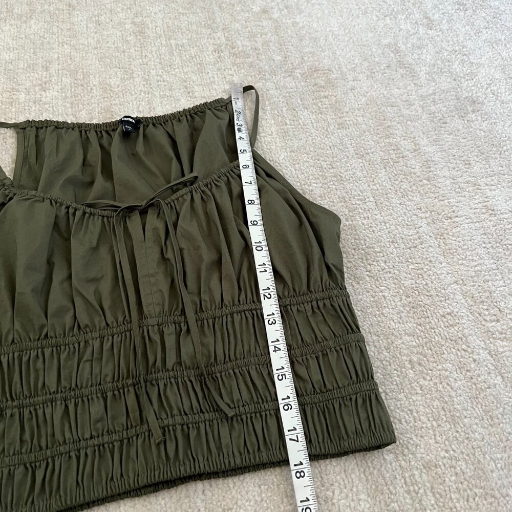 Express Green Cotton Boho Peasant Blouse Crop Top M Resort - Picture 5 of 7